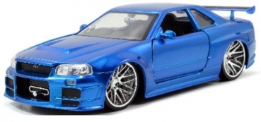 253203045 Brian's Nissan Skyline GT-R (R34) 2002 blue - Fast & Furious 1:24